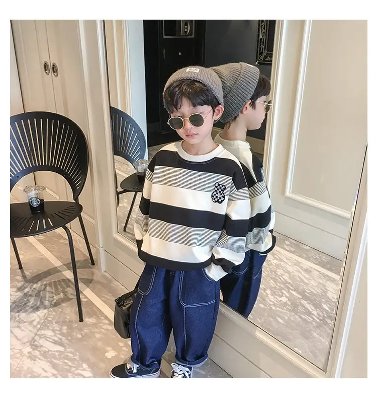 Boys Striped Sweatshirt Set Spring Fall 2025 — feature 8