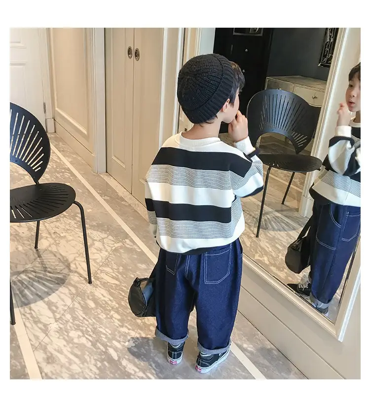 Boys Striped Sweatshirt Set Spring Fall 2025 — feature 9