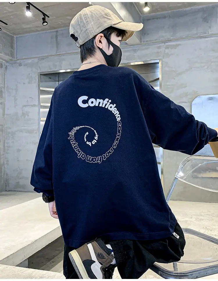 Boys Long Sleeve T-Shirt Navy Blue 2026 — feature 9