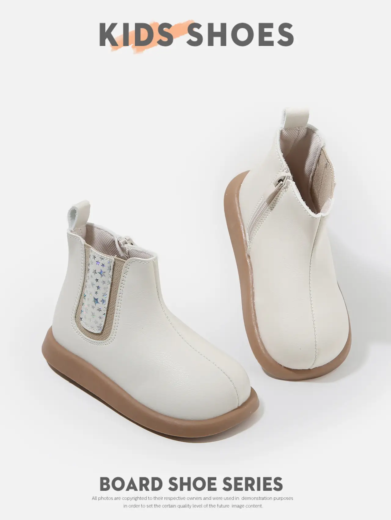 Kids Korean Style Boots White Leather Short Ankle — feature 11