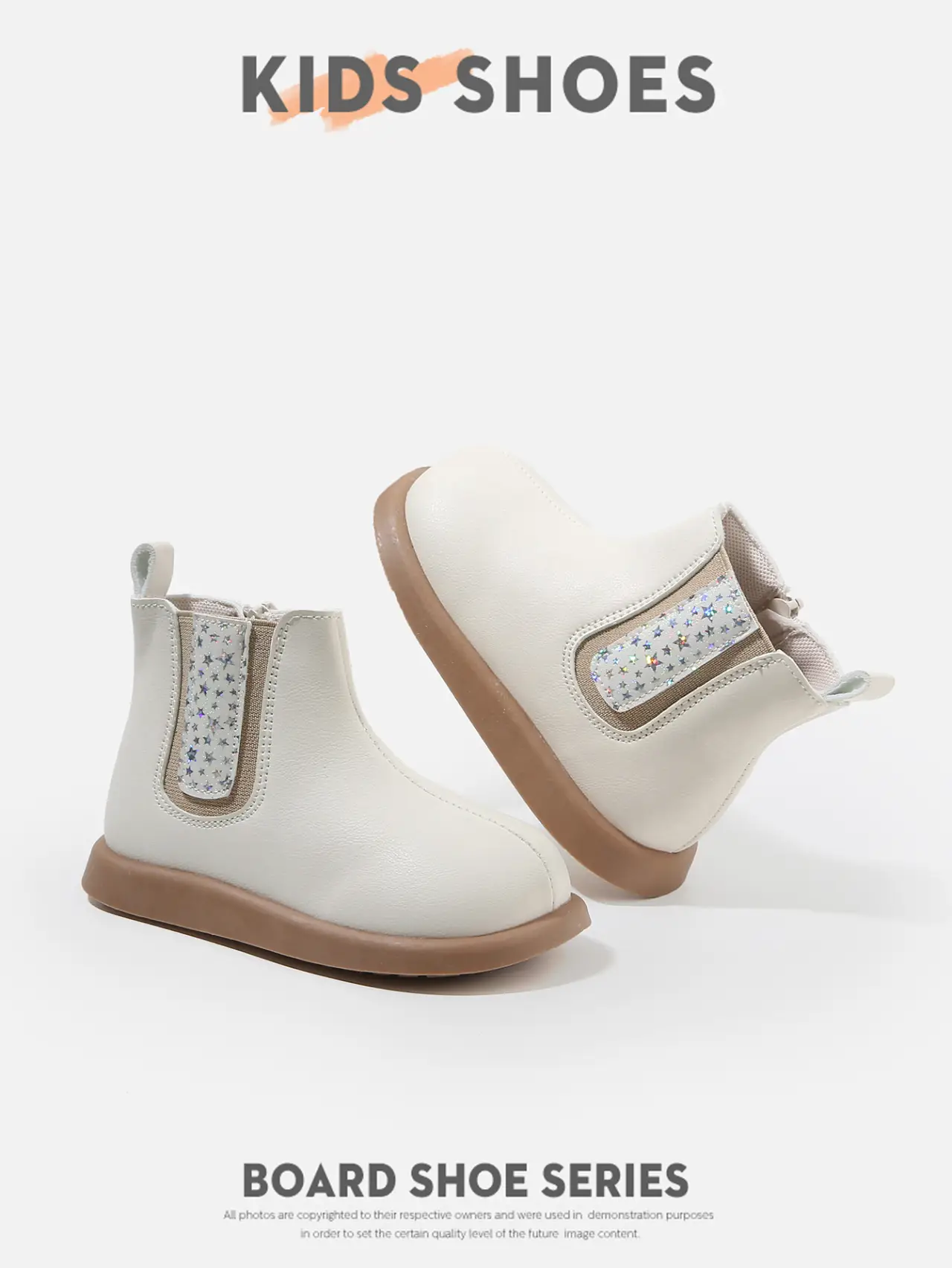 Kids Korean Style Boots White Leather Short Ankle — feature 8