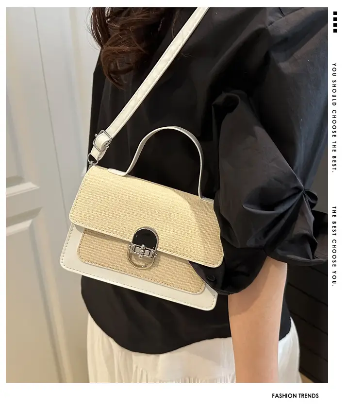 Black Embroidered Women's Crossbody Bag with Gold Clasp — feature 1