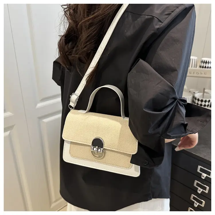 Black Embroidered Women's Crossbody Bag with Gold Clasp — feature 10