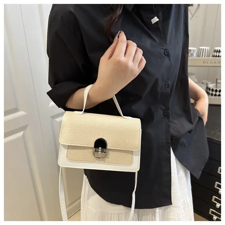 Black Embroidered Women's Crossbody Bag with Gold Clasp — feature 9