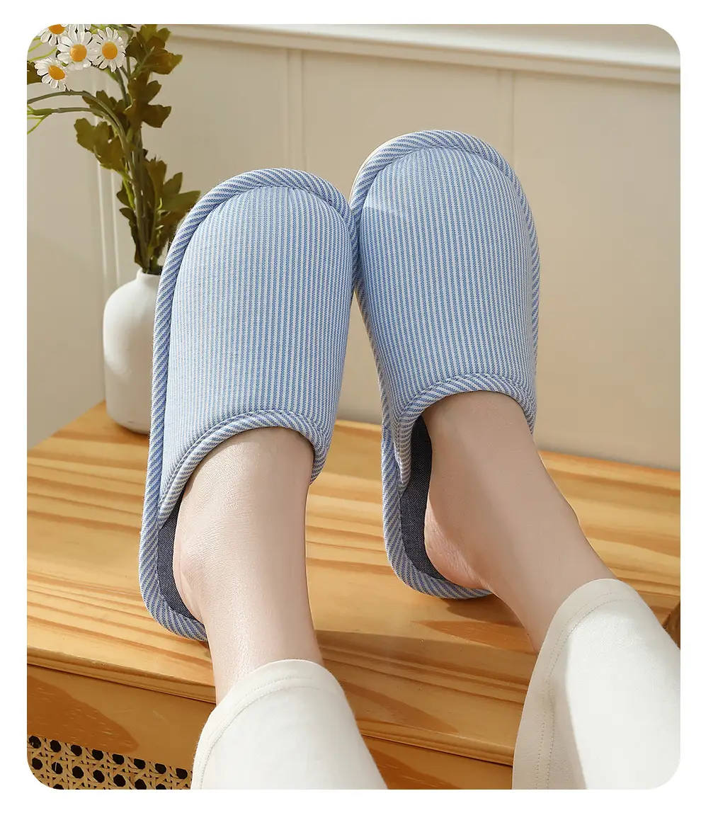 Ready-Made Household Slippers for Spring, Autumn and Winter Seasons for Female Couples, Home Non-Slip Indoor Cotton and Linen Thick-Soled Men's Slippers — feature 10