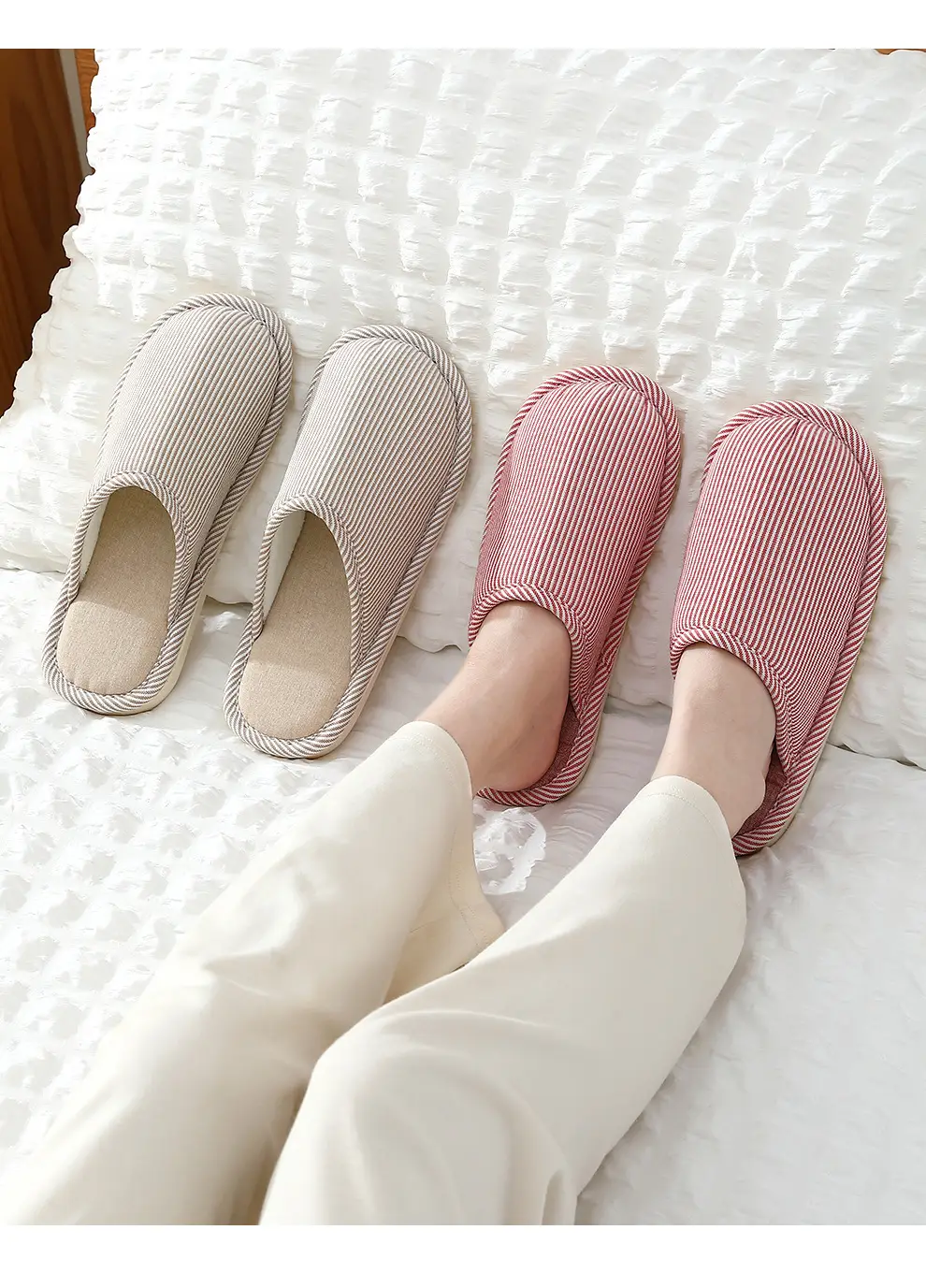 Ready-Made Household Slippers for Spring, Autumn and Winter Seasons for Female Couples, Home Non-Slip Indoor Cotton and Linen Thick-Soled Men's Slippers — feature 9