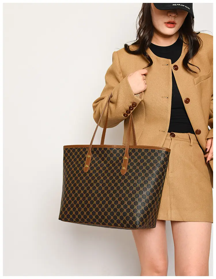 2025 Fashion Large Capacity Women's Brown Patterned Shoulder Bag — feature 11