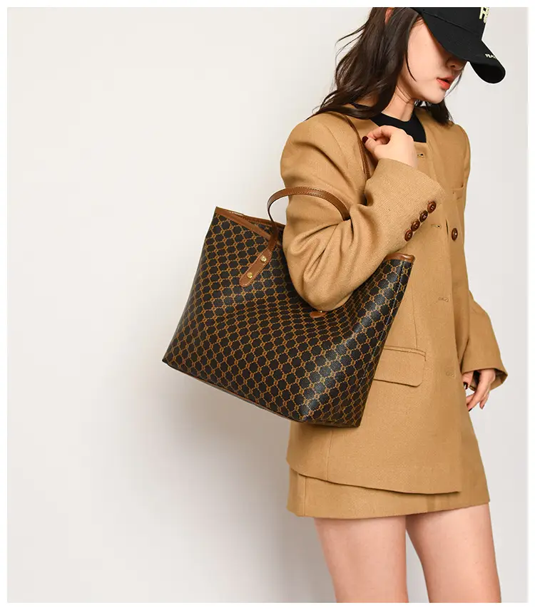 2025 Fashion Large Capacity Women's Brown Patterned Shoulder Bag — feature 15