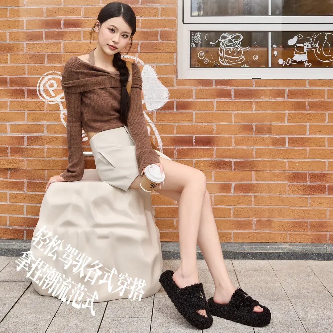 Furry Slippers for Women, Outdoor Wear, 2026 New Model, Indoor Home Use, Winter Trendy Thick-Soled Plush Shoes, Autumn and Winter Style - Image 5