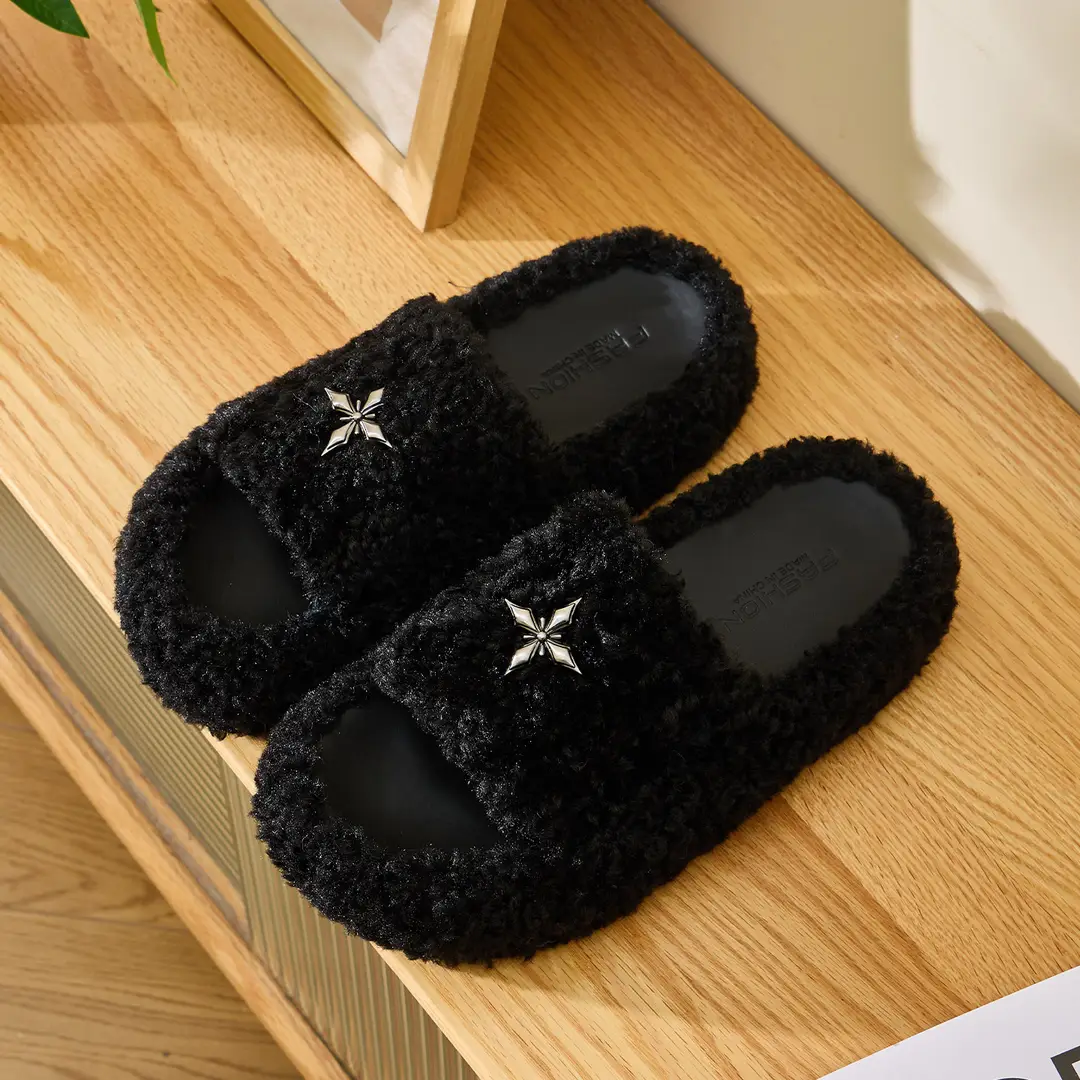 Furry Slippers for Women, Outdoor Wear, 2026 New Model, Indoor Home Use, Winter Trendy Thick-Soled Plush Shoes, Autumn and Winter Style - Image 3