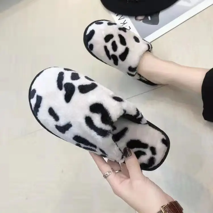 2025 New Home Cotton Slippers for Women Winter Ins K-Style Indoor Cotton Slippers Fleece-Lined Warm Couple Plush Slippers