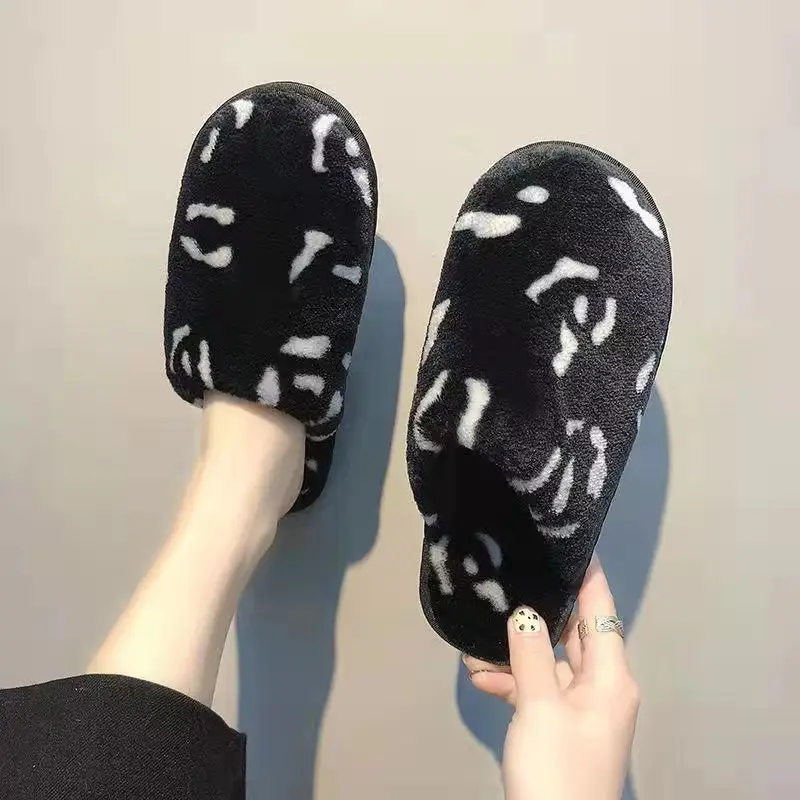 2025 New Home Cotton Slippers for Women Winter Ins K-Style Indoor Cotton Slippers Fleece-Lined Warm Couple Plush Slippers