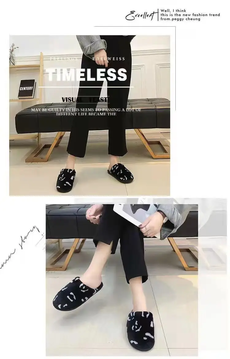 2025 New Home Cotton Slippers for Women Winter Ins K-Style Indoor Cotton Slippers Fleece-Lined Warm Couple Plush Slippers — feature 6
