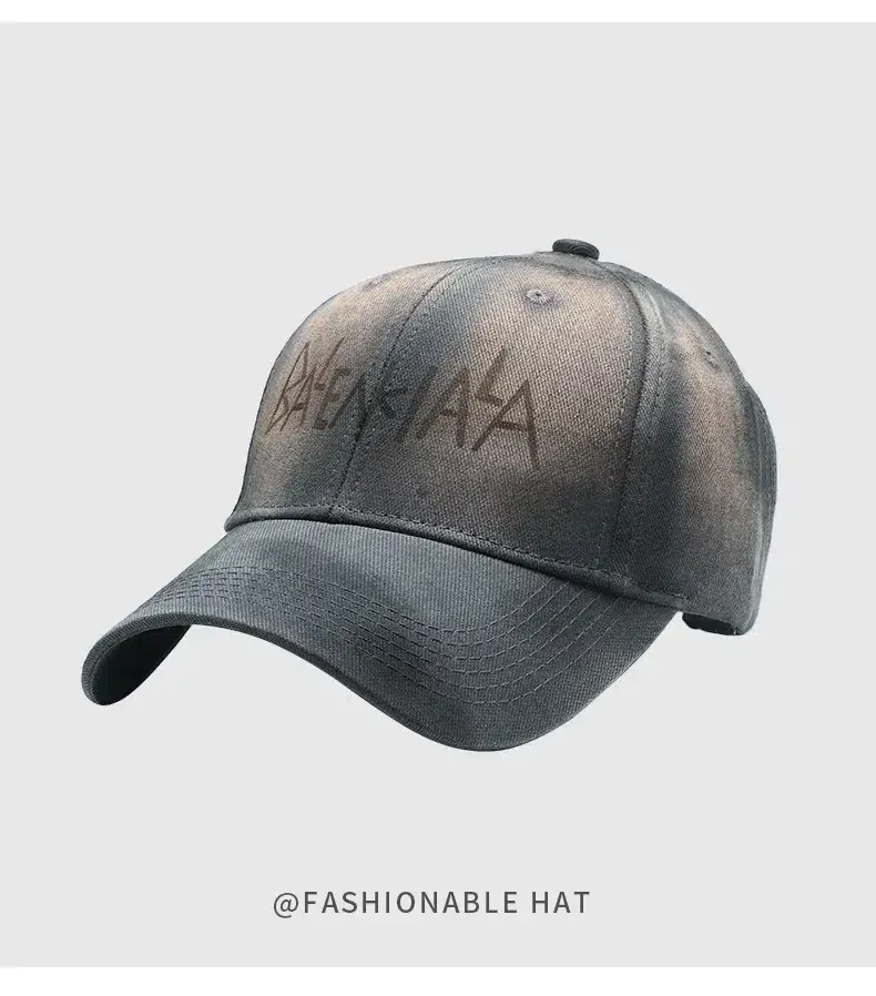 Black Korean Retro Distressed Baseball Cap Unisex Graffiti Sun Hat — feature 11