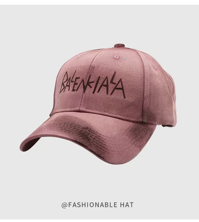 Black Korean Retro Distressed Baseball Cap Unisex Graffiti Sun Hat — feature 15