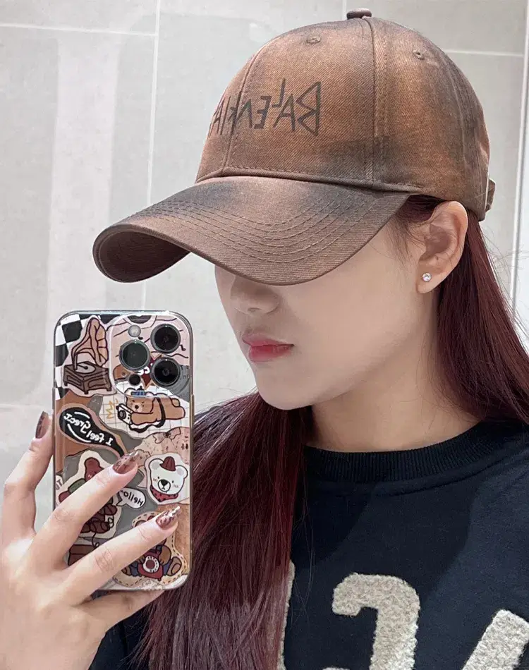 Black Korean Retro Distressed Baseball Cap Unisex Graffiti Sun Hat — feature 18