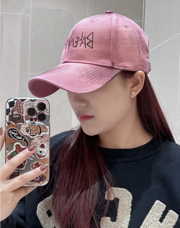 Black Korean Retro Distressed Baseball Cap Unisex Graffiti Sun Hat — feature 19
