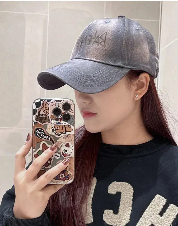 Black Korean Retro Distressed Baseball Cap Unisex Graffiti Sun Hat — feature 22