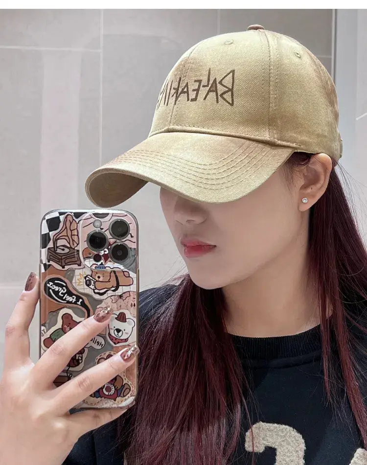 Black Korean Retro Distressed Baseball Cap Unisex Graffiti Sun Hat — feature 23