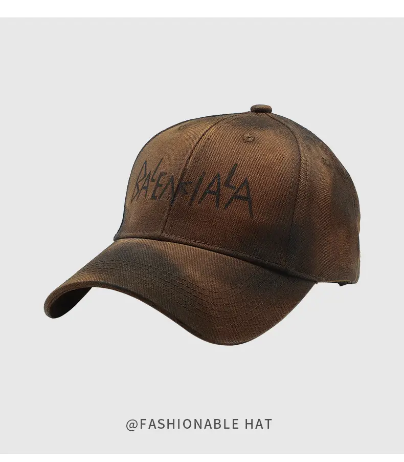 Black Korean Retro Distressed Baseball Cap Unisex Graffiti Sun Hat