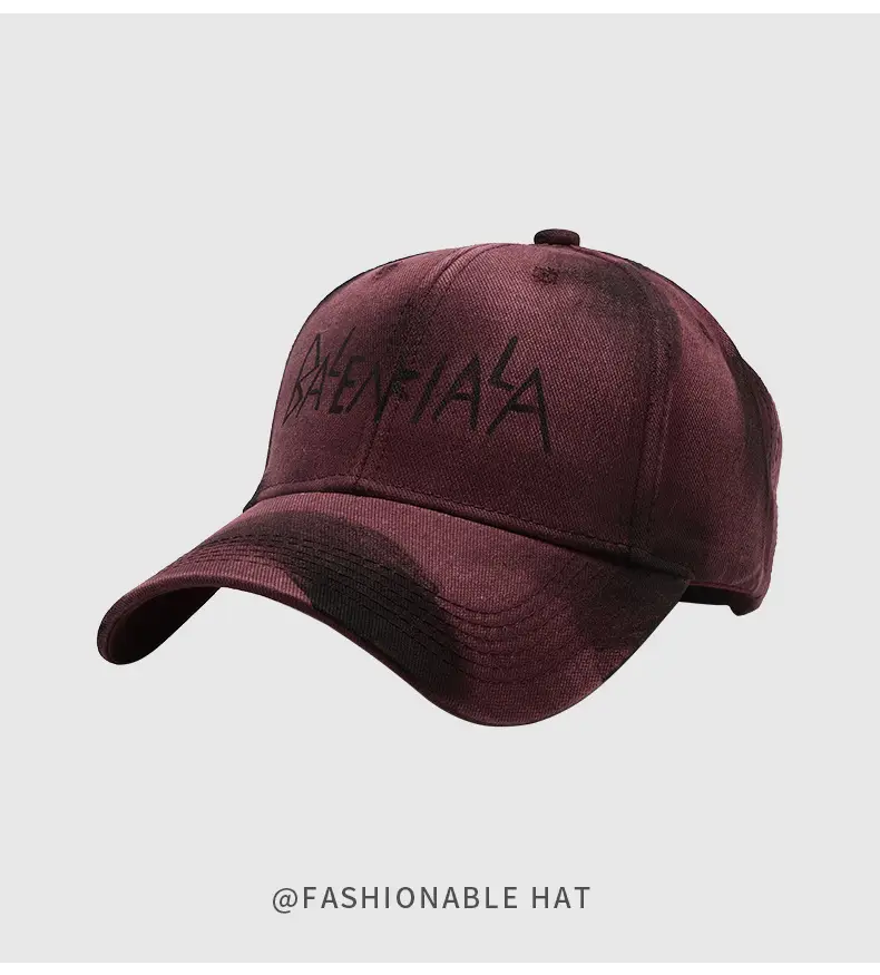 Black Korean Retro Distressed Baseball Cap Unisex Graffiti Sun Hat