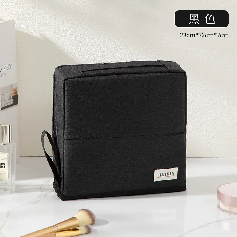 Black Waterproof Makeup Brush Storage Bag 23x22x7cm