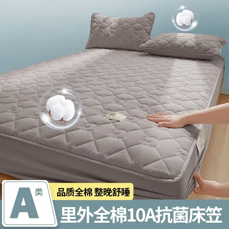 Class a Xinjiang Cotton Quilted Fitted Sheet, Pure Cotton, 100% Cotton, Full Coverage Bed Cover, Simmons Mattress Protector, Three-Piece Set