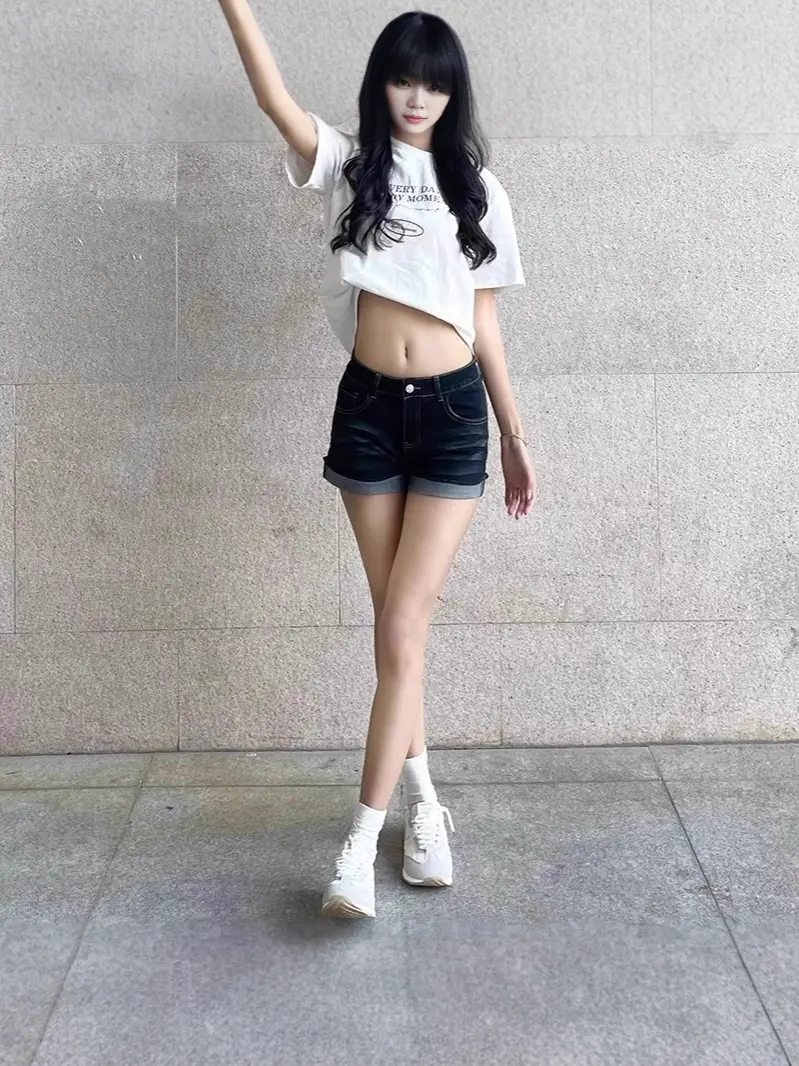 Dark Blue Denim Shorts for Women Slimming Plus Size