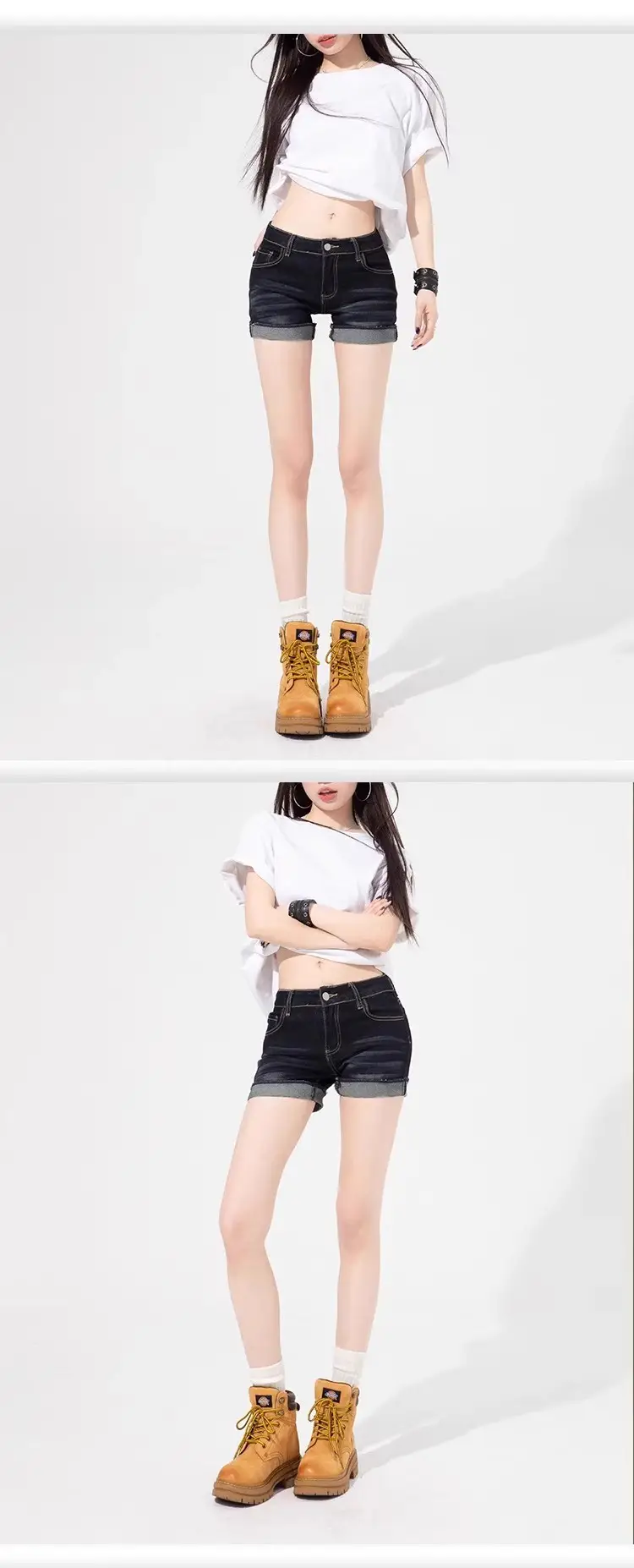 Dark Blue Denim Shorts for Women Slimming Plus Size — feature 6