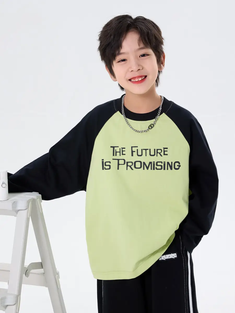 Children's Green Black Raglan Sleeve T-Shirt 2025