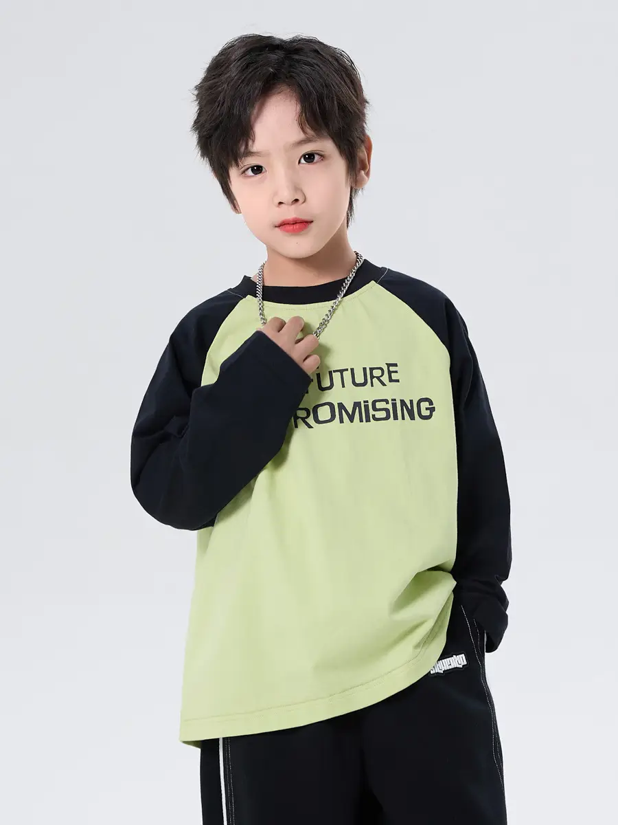 Children's Green Black Raglan Sleeve T-Shirt 2025