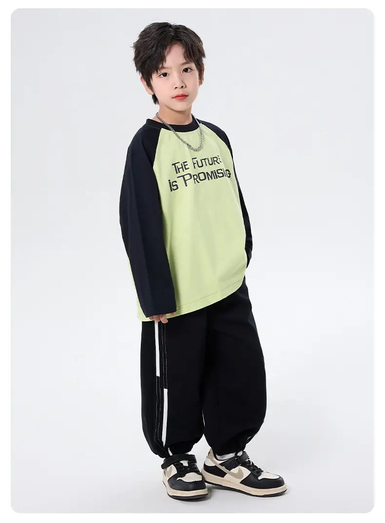 Children's Green Black Raglan Sleeve T-Shirt 2025 — feature 5
