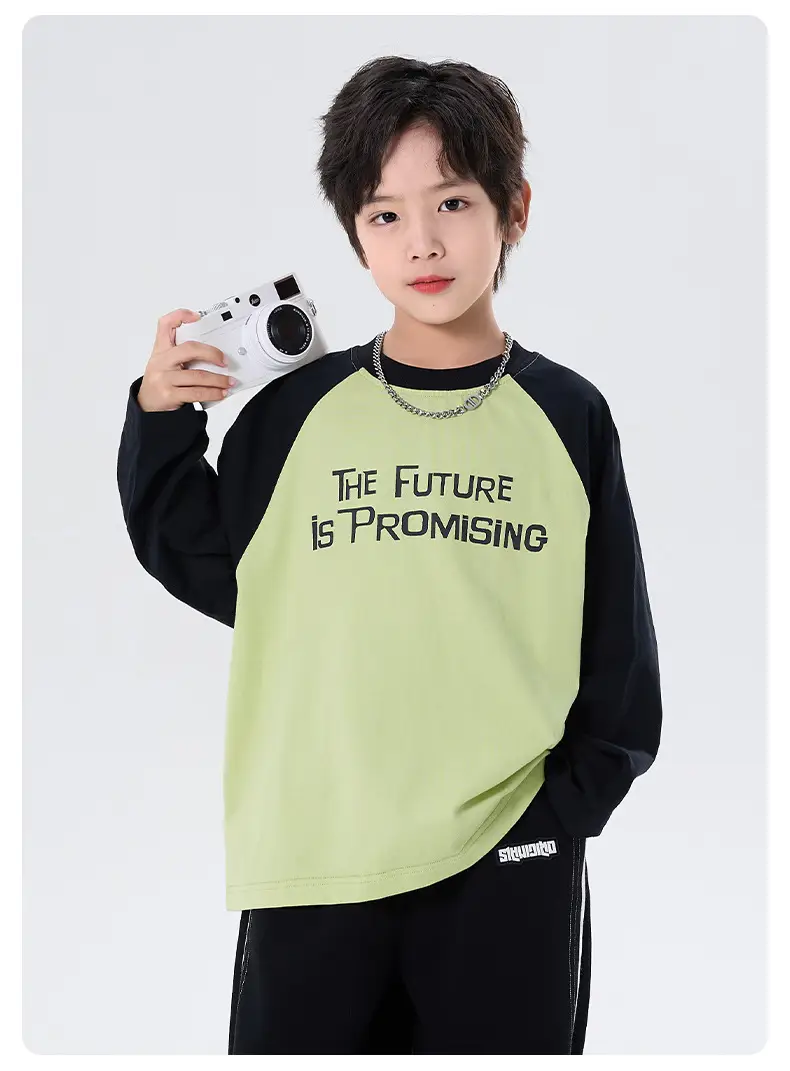 Children's Green Black Raglan Sleeve T-Shirt 2025 — feature 6
