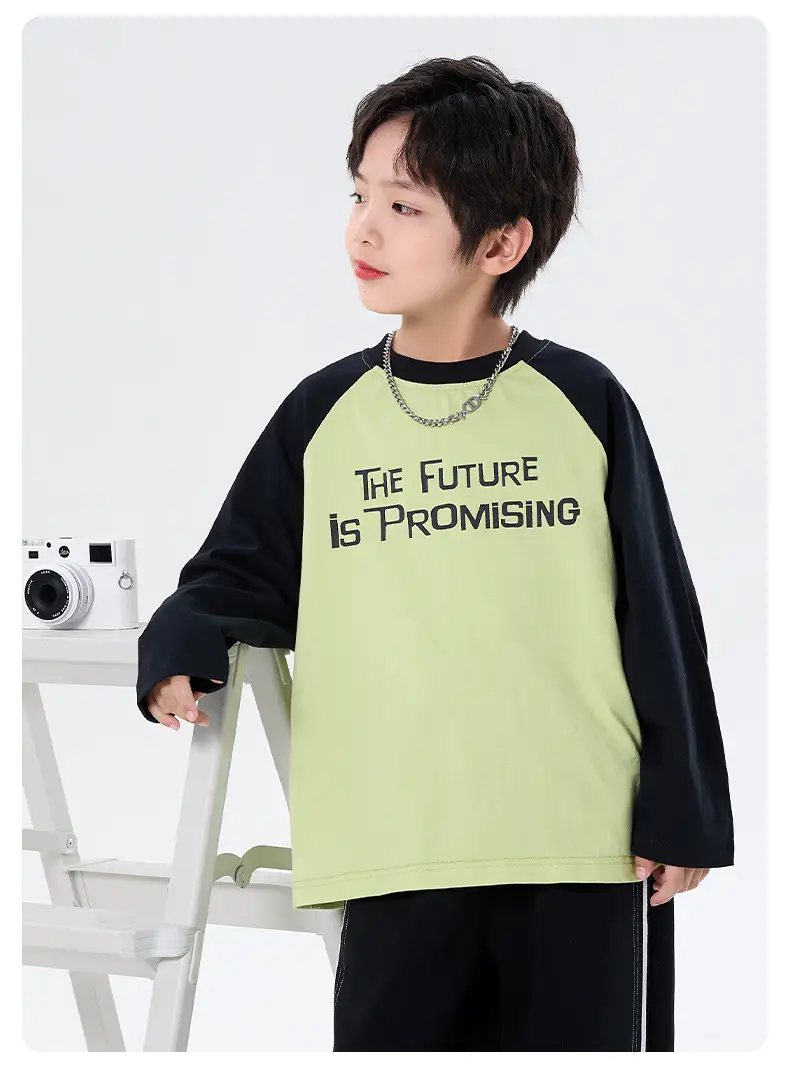 Children's Green Black Raglan Sleeve T-Shirt 2025 — feature 7