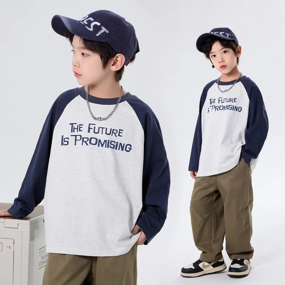 Children's Green Black Raglan Sleeve T-Shirt 2025