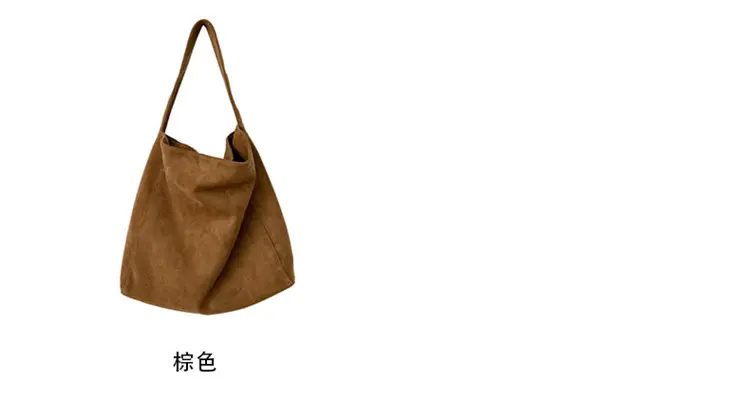 Women's Large Capacity Woolen Tote Bag Brown New Autumn Winter — feature 5