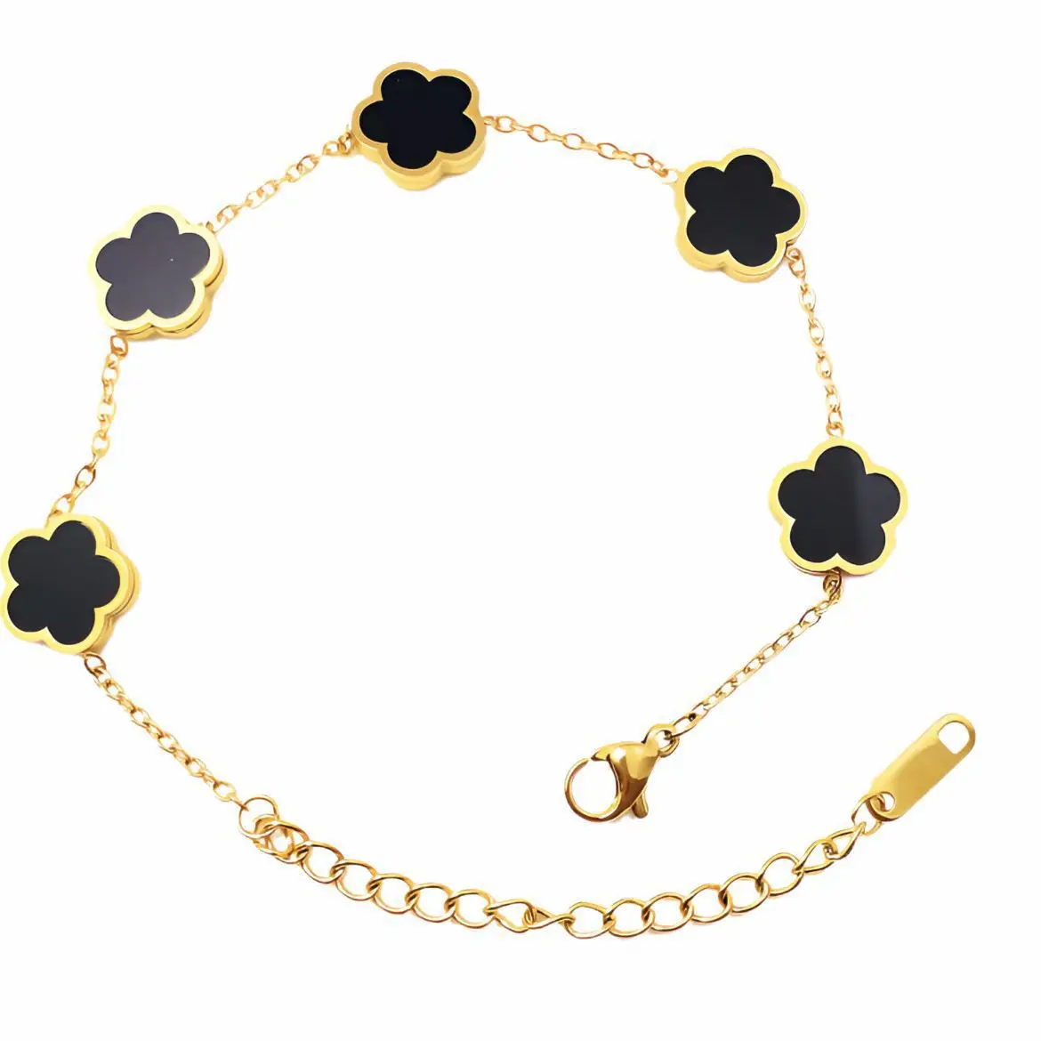 Women's Five-Leaf Clover Titanium Steel Bracelet with Plum Blossom Pendant
