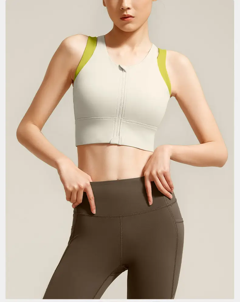 Front Zipper Large Size Sports Vest Women's High-Intensity Outer Wear Secondary Breast Bra Running Fitness Anti-Vibration Underwear — feature 26