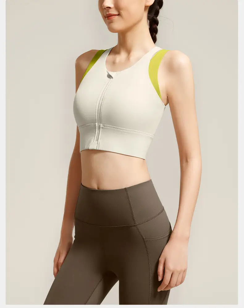 Front Zipper Large Size Sports Vest Women's High-Intensity Outer Wear Secondary Breast Bra Running Fitness Anti-Vibration Underwear — feature 27