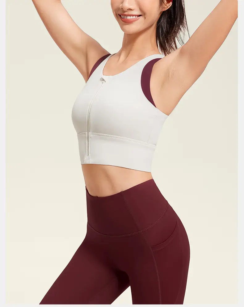 Front Zipper Large Size Sports Vest Women's High-Intensity Outer Wear Secondary Breast Bra Running Fitness Anti-Vibration Underwear — feature 29