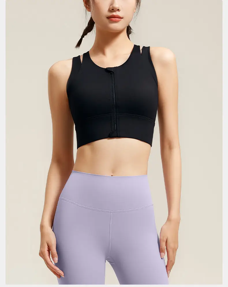 Front Zipper Large Size Sports Vest Women's High-Intensity Outer Wear Secondary Breast Bra Running Fitness Anti-Vibration Underwear — feature 31