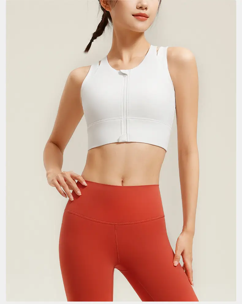 Front Zipper Large Size Sports Vest Women's High-Intensity Outer Wear Secondary Breast Bra Running Fitness Anti-Vibration Underwear — feature 34