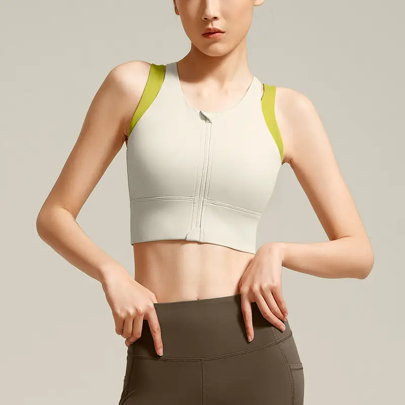 Front Zipper Large Size Sports Vest Women's High-Intensity Outer Wear Secondary Breast Bra Running Fitness Anti-Vibration Underwear