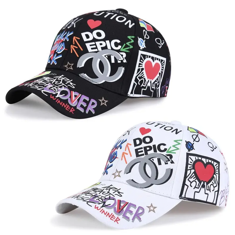 Printed Baseball Cap with Smiley Face for Men Women - Image 3