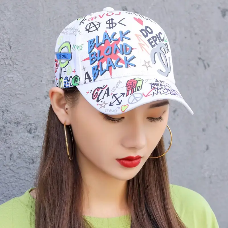 Printed Baseball Cap with Smiley Face for Men Women - Image 4