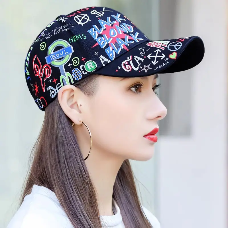 Printed Baseball Cap with Smiley Face for Men Women - Image 5