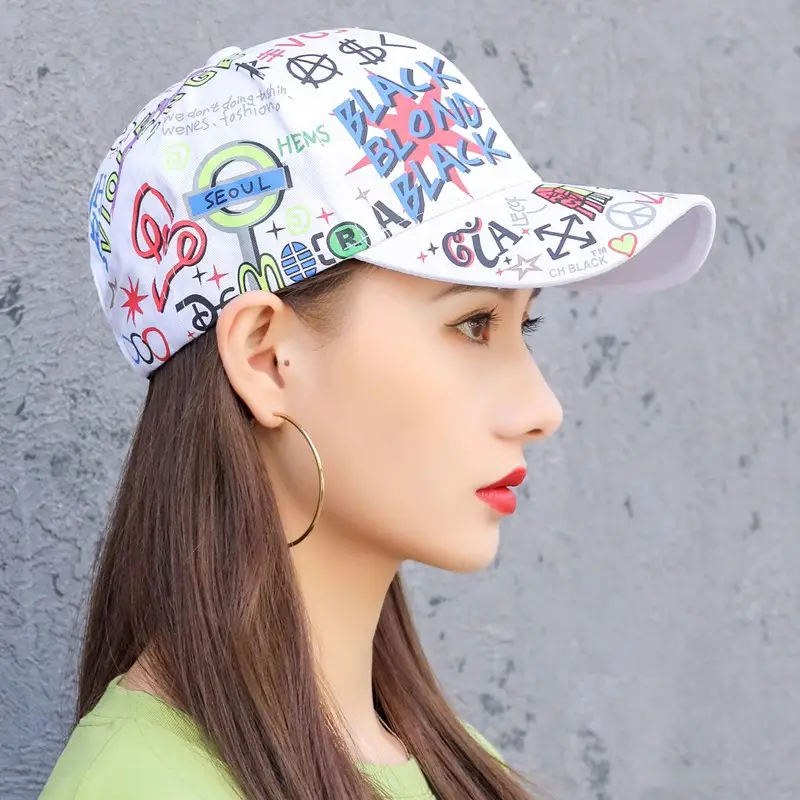 Printed Baseball Cap with Smiley Face for Men Women - Image 6