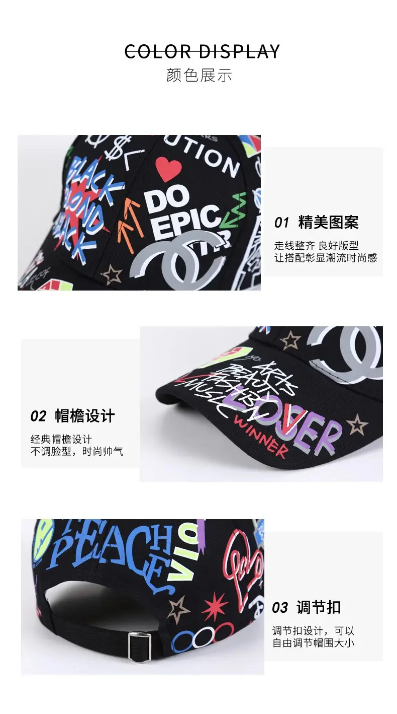 Printed Baseball Cap with Smiley Face for Men Women — feature 10