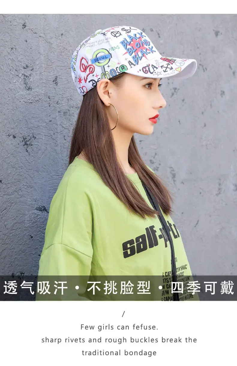 Printed Baseball Cap with Smiley Face for Men Women — feature 3