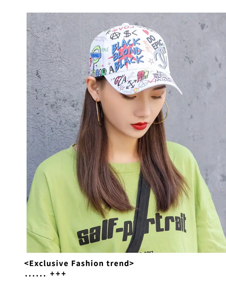 Printed Baseball Cap with Smiley Face for Men Women — feature 5